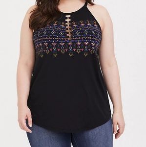 Black geo print o-ring tank